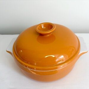Vintage MCM - Emile Henry French Ceramic 8” Casserole Dish with Lid